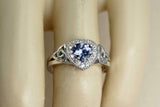 1ct Heart Blue Tanzanite Engagement Ring Halo Celtic Trinity 14k White Gold Over