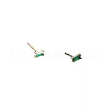 0.2ct Green Emerald Simulated Minimalist Stud Earrings 14k White Gold Plated