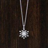 0.6ct Round Cut Diamond Snowflake Design Pendant with Chain 14k White Gold Over