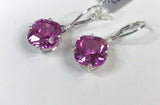 2ct Dangle Earrings Cushion Pink Sapphire Solitaire LeverBack 14k WhiteGold Over