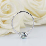 2ct Emerald Cut Blue Aquamarine Engagement Ring Solitaire 14k White Gold Finish