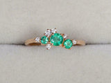 1ct Engagement Ring Round Cut Green Emerald Cluster Design 14k YellowGold Finish