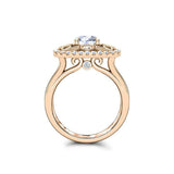 Filigree Milgrain Halo Engagement Ring 2ct Round Cut Diamond 14k RoseGold Finish