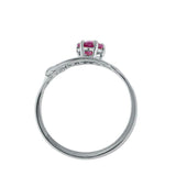 1ct Engagement Ring Heart Cut Pink Ruby Mom Mothers Day 14k White Gold Finish