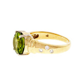 2ct Round Cut Green Peridot Engagement Ring Accent Solitaire 14k YellowGold Over