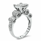 3.5Ct Princess Cut Diamond Stylish Curves Engagement Ring 14K White Gold Finish