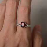 2ct Cushion Cut Red Garnet Engagement Ring 14k White Gold Over Split Shank Women