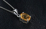 2.3ct Yellow Citrine Pendant Oval Cut Solitaire 14k White Gold Finish NO CHAIN