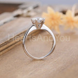 1ct Round Cut Moissanite Solitaire Heart Prong Women Ring 14k White Gold Plated