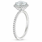 3Ct Cushion Cut Diamond High Set Halo Women Engagement Ring 14K White Gold Over