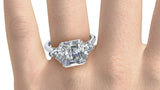 3ct Radiant Cut Diamond Trillion Accent Engagement Ring 14k White Gold Finish