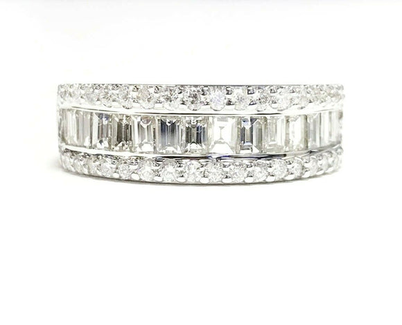 5Ct Emerald Cut Diamond Half Eternity Gatsby Wedding Band 14K White Gold Finish