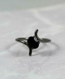 1ct Engagement Ring Oval Cut Black Diamond Solitaire Bypass 14k BlackGold Finish