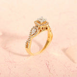 1.6ct Engagement Ring Round Cut Diamond Split Shank Design 14k YellowGold Finish