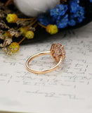 2ct Oval Cut Peach Morganite Diamond Accent Halo Women Ring 14k Rose Gold Finish