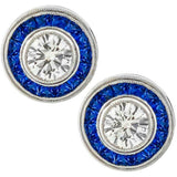 2.5ct Round Cut Diamond Halo Art Deco Stud Earrings Women 14k White Gold Finish