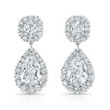 5ct Pear Cushion Cut VVS1 Diamond Halo Tear Drop Earrings 14k White Gold Finish