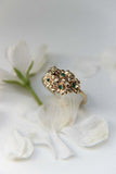 0.5ct Round Cut Green Emerald Engagement Ring Floral Bouquet 14k YellowGold Over