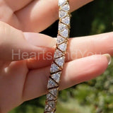 15ct Trillion Simulated Diamond Zig Zag Cluster Bracelet 14k Yellow Gold Plated