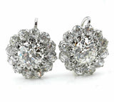 4Ct Round Cut Diamond Floral Halo Drop Earrings For Women 14K White Gold Finish