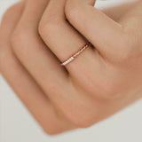 Twisted Rope Thin Wedding Ring Band 0.3ct Round Cut Diamond 14k Rose Gold Finish