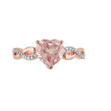 1.5Ct Heart Cut Peach Morganite Infinity Band Engagement Ring 14K Rose Gold Over