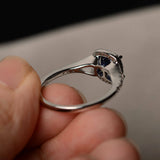 2ct Cushion Cut Blue Sapphire Engagement Ring 14k White Gold Finish Split Shank