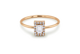 0.4ct Baguette Cut Diamond Engagement Ring 14k Rose Gold Finish Halo Solitaire