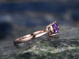 0.3ct Pear Cut Purple Amethyst Bow Tie Engagement Ring 14k Rose Gold Finish