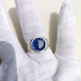 2ct Engagement Ring Round Cut Blue Sapphire Vintage Inspired 14k White Gold Over