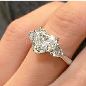 1.2ct Heart Simulated Diamond Three Stone Engagement Ring 14k White Gold Plated