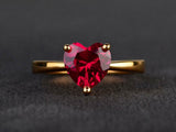 1ct Engagement Ring Heart Cut Pink Ruby Solitaire Design 14k Yellow Gold Finish