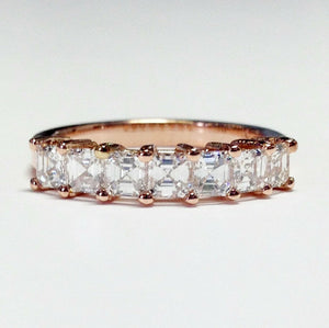 4Ct Asscher Cut Diamond Seven Stone Women Wedding Band Ring 14K Rose Gold Finish