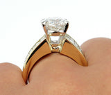 6Ct Oval Baguette Diamond Wide Cocktail Solitaire Ring 14K Yellow Gold Finish