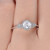 1.2ct Round Cut Diamond Engagement Ring 14k White Gold Finish Trilogy Solitaire