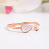 1ct Pear Cut VVS1D Diamond Engagement Ring Bezel Set Open 14k Rose Gold Finish