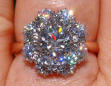 Floral Cluster Halo Engagement Ring 2.9ct Round Cut Diamond 14k Two Tone Finish