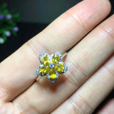 5ct Oval Cut Yellow Sapphire Engagement Ring Flower Cocktail 14k White Gold Over