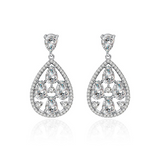 4Ct Pear Cut VVS1/D Diamond Stylish Halo Tear Drop Earring 14K White Gold Finish