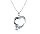 0.5ct Round Cut Diamond Pendant with Chain Heart Shape 14k White Gold Finish