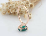 1.5ct Oval Cut Green Emerald Engagement Ring 4 Prong Solitaire 14k RoseGold Over