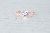 1.55ct Round Cut Diamond Engagement Ring Milgrain Vintage 14k Rose Gold Finish