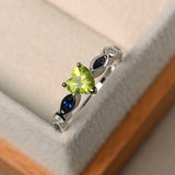 1ct Heart Cut Peridot Engagement Ring Solitaire with Accent 14k White Gold Over