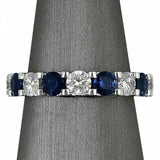 4Ct Round Cut Blue Sapphire Diamond Eternity Wedding Band 18K White Gold Finish