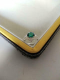 1ct Engagement Ring Round Cut Green Emerald Floral Filigree 14k WhiteGold Finish