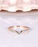 0.5ct Round Cut VVS1D Diamond Petite Curved Engagement Ring 14k Rose Gold Finish