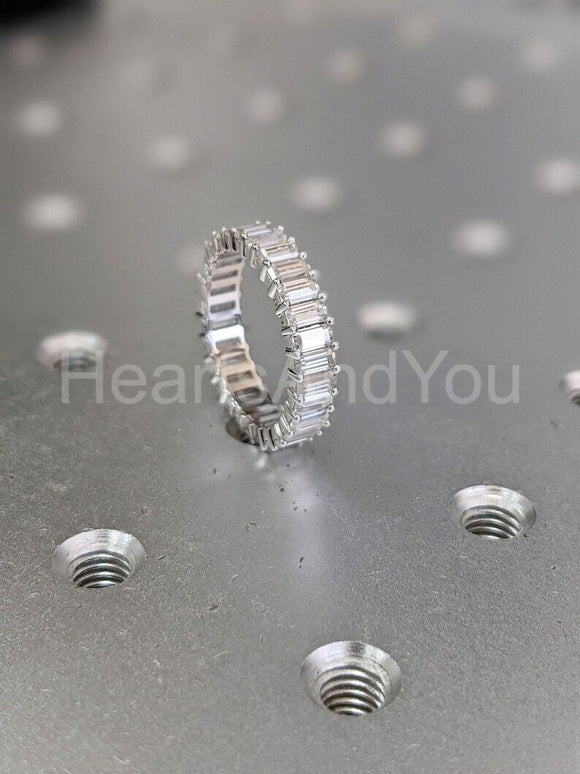 3ct Baguette Simulated Diamond Full Eternity Wedding Band 14k White Gold Plated