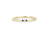 Sapphire Trilogy Minimalist Ring 0.2ct Round Cut Diamond 14k Yellow Gold Finish