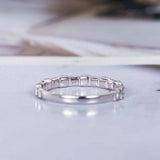 1.3ct Princess Diamond Wedding Band Stackable Half Eternity 14k White Gold Over