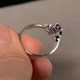 1ct Oval Purple Amethyst Promise Solitaire Engagement Ring 14k White Gold Finish